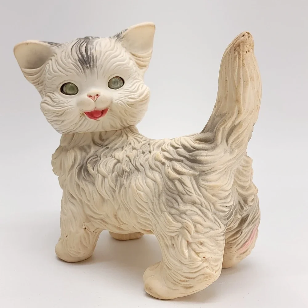 Edward Mobley Squeaky Rubber Toy Cat Sleepy Eyes‎ 1960's Vintage 9